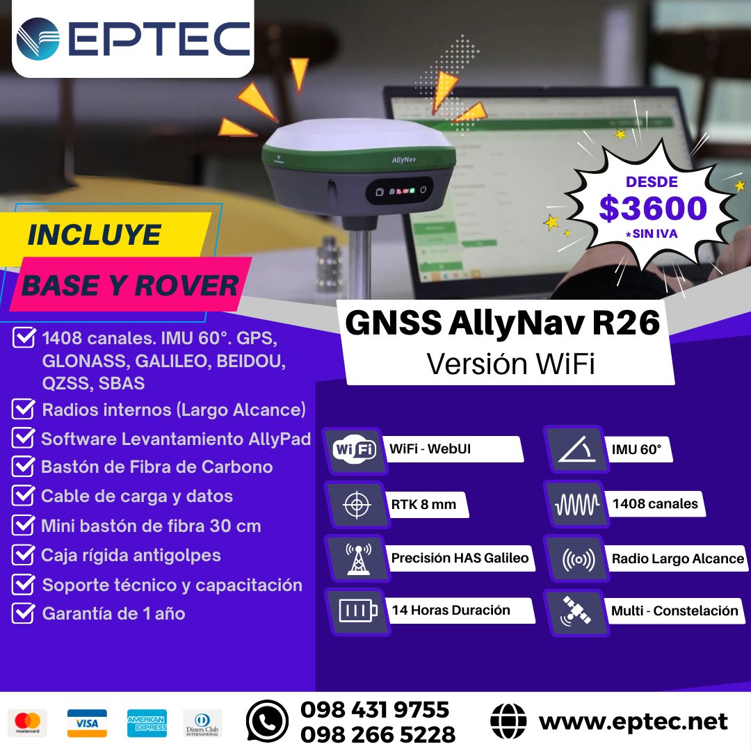 EPTEC_EC's tweet image. ¡Maximiza tu precisión con el GNSS AllyNav R26! 🛰️🔍 Equipa tu proyecto con tecnología de vanguardia. ¡Contáctanos hoy! 📡

Stock para entrega inmediata!

Info en eptec.net/contacto

#GNSS #GPS #allynav #DistribuidorAutorizado #RTK #gnssrtk #Topografo #topografia #geodesia
