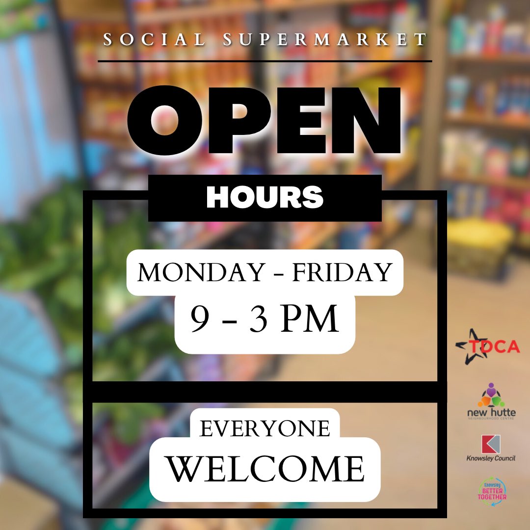 Our social supermarket is open weekdays from 9 am to 3 pm. We're here for you, no matter your circumstances. If we can help, we will. Come and see us! #helpinghalewood #CommunitySupport #HereForYou