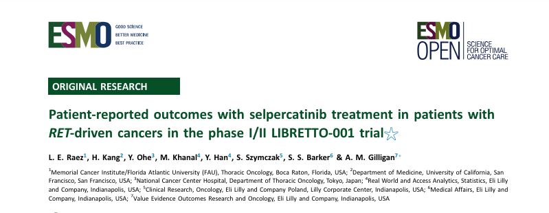 In this analysis of PRO data from the landmark LIBRETTO-001 trial published by @alexdrilon @VivekSubbiah @BenjaminBesseMD @bensolomon1 @keunchilpark @herbloong and others, the majority of patients with RET cancers that we treated remained stable or improved demonstrating the…