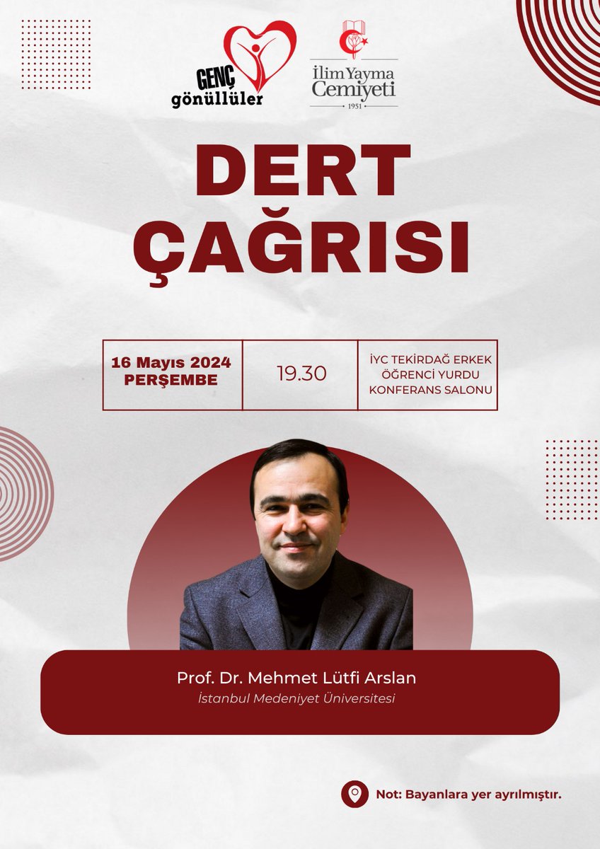 ✨️Kurucu Başkanımız Prof. Dr. M. Lütfi Arslan ile 'Dert Çağrısı' Programı, Bu Perşembe Tekirdağ Erkek Öğrenci Yurdunda Gerçekleşek.

Programa Davetlisiniz....