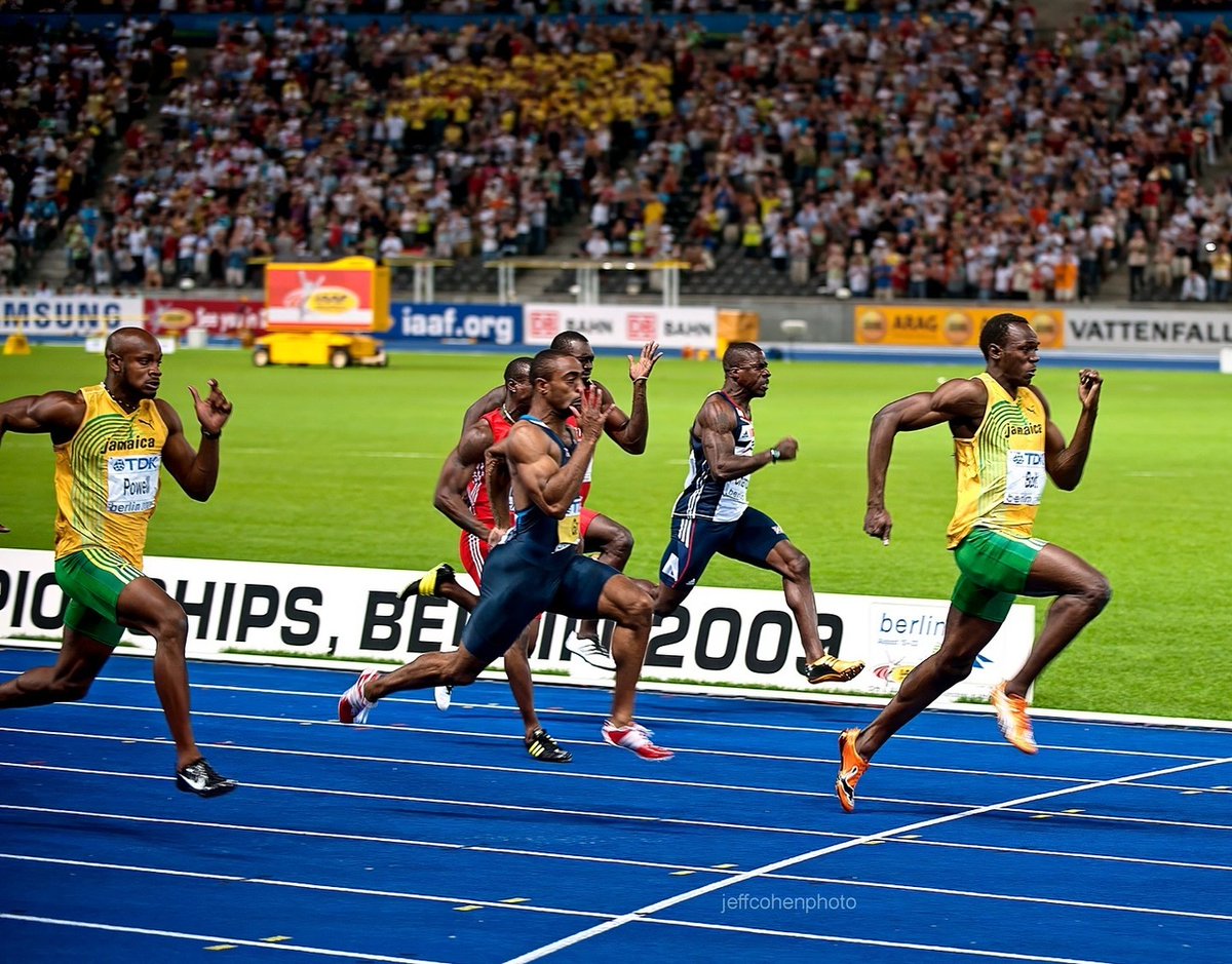 ⭐️flashback⭐️ Usain Bolt 9.58 WORLD RECORD 100m , Berlin , World Championships 2009. Tyson Gay 2nd, Asafa Powell 3rd. August 16, 2009 Berlin, Germany. . . . . #usainbolt #Worldrecord #100m #trackandfield #athletics #jeffcohenphoto @usainbolt instagr.am/p/C69mLJbSPZi/