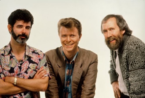 Born 14 May 1944, National Medal of Arts-winner George Lucas is best known for his iconic movie series Star Wars and Indiana Jones. Here he is with Bowie and Henson. #GeorgeLucas