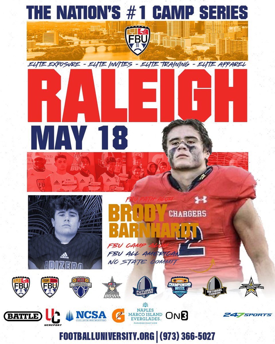 Excited to be right at home in Raleigh, NC, coaching up the QBs at the Hottest Camp on the East Coast! 🏈 @FBU_RDU will be handing out FBU Top Gun Invites, National Combine spots, and UA 8th Grade Game invites! Come see me! 📈 footballuniversity.org/camp/raleigh/ Use Code: JS30
