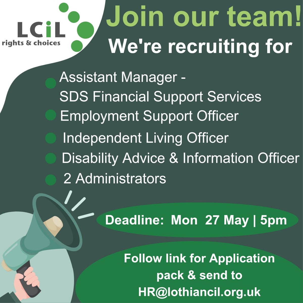 JOIN OUR TEAM! 💚💚
We're recruiting for various roles that support a growing organisation supporting and creating positive impact on the lives of disabled people everyday!
Find out more and apply today 👉👉 lothiancil.org.uk/who-we-are/wor…
#jobs #charityjobs #Edinburgh