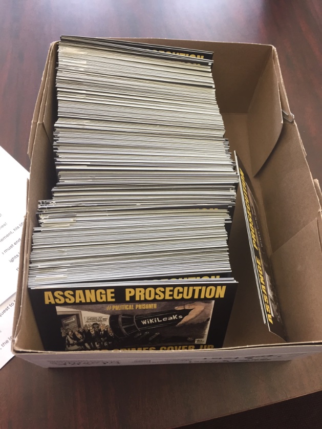 Peace Action of Wisconsin just finished writing four packs of postcards to the Senate to free Assange. Thank you for organizing this effort, @Plucille54