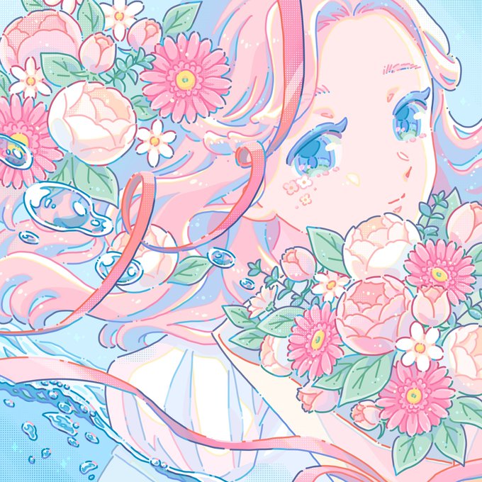 「hair ornament water」 illustration images(Latest)