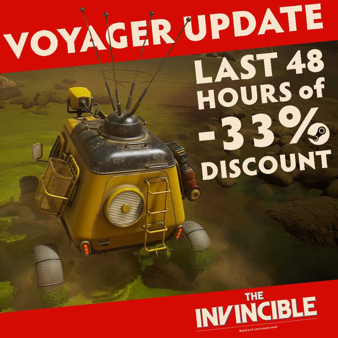 It's the LAST 48 HOURS of -33% The Invincible discount on Steam! Immerse yourself in the enhanced exploration of Regis III brought to you by the Voyager Update and face phenomena that will change your perspective on science: store.steampowered.com/app/731040/The… #gaming #games #pcgames