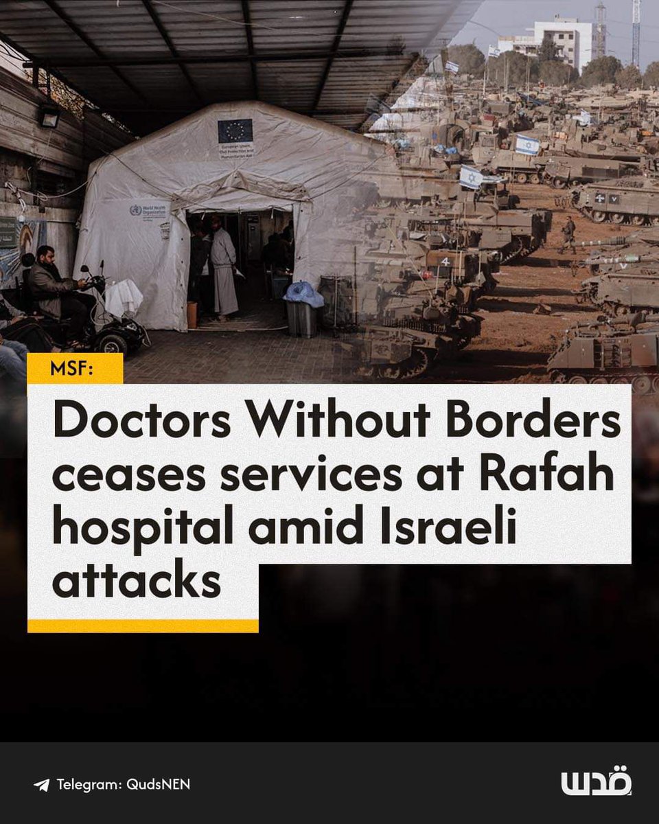 Doctors Without Borders said that the intensification of the onslaught by Israeli forces on Rafah has forced it to stop providing lifesaving care at Rafah Indonesian Field hospital as of 12 May. 

'Since Israeli forces have expanded their offensive in Rafah, it has become