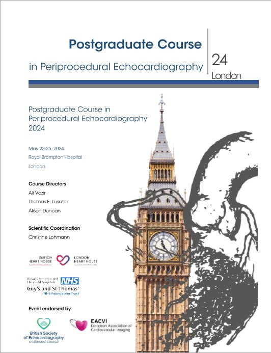 The Postgraduate Course in Periprocedural Echocardiography at Royal Brompton Hospital @RBandH on 23-25 May 2024 is coming up in a few days! State-of-the art Lectures, interactive discussions and hands-on sessions with world-renowned experts in interventional echocardiography