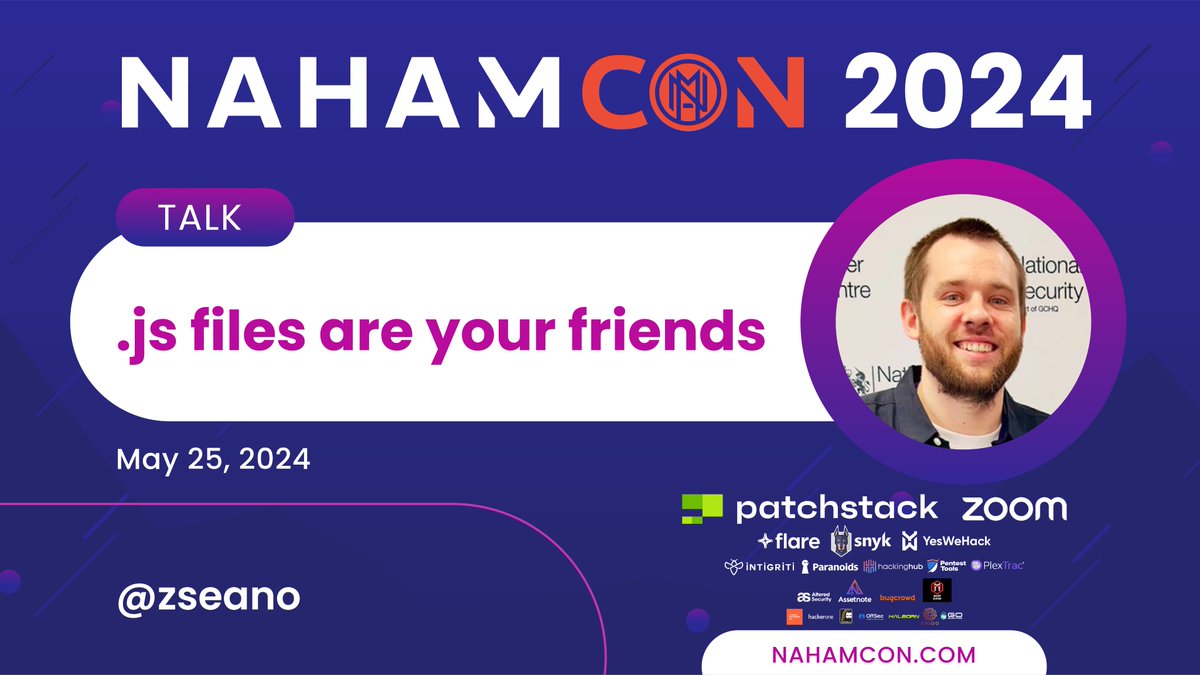 .js files are a post of gold⚱️especially when it comes to bug bounty hunting! Can't wait to hear @zseano's approach to JS files and I hear he is dropping a tool for this talk too! 👀👀💪🏽 🗓️ Saturday, May 25 👉🏼 NahamCon.com/schedule 👀 YouTube.com/NahamSec