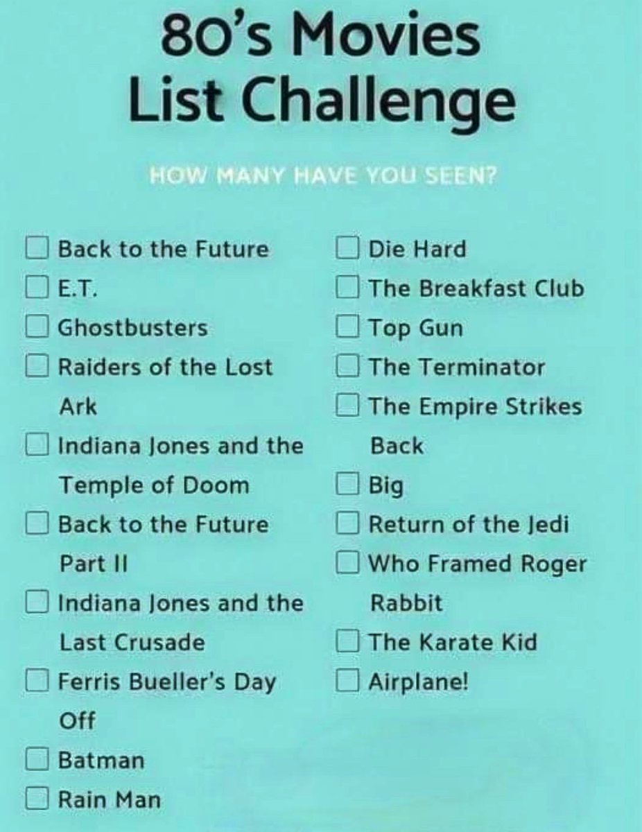 Only 10? 😱 I’m so ashamed! 🤣💯🤘🏼#80sMovies 🍿 How about you❓🎬