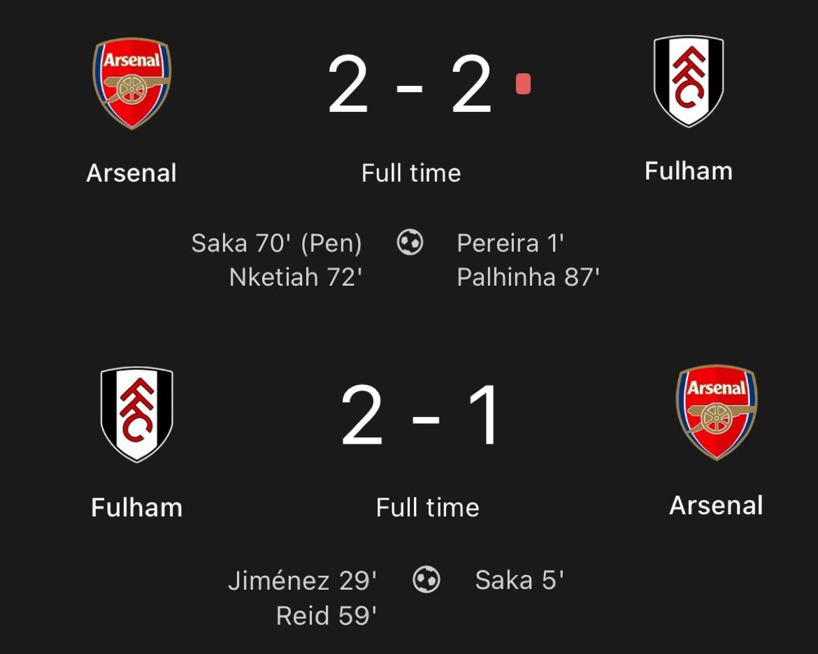 I’m once again here to remind you that Arsenal lost the league because of Fulham 😍