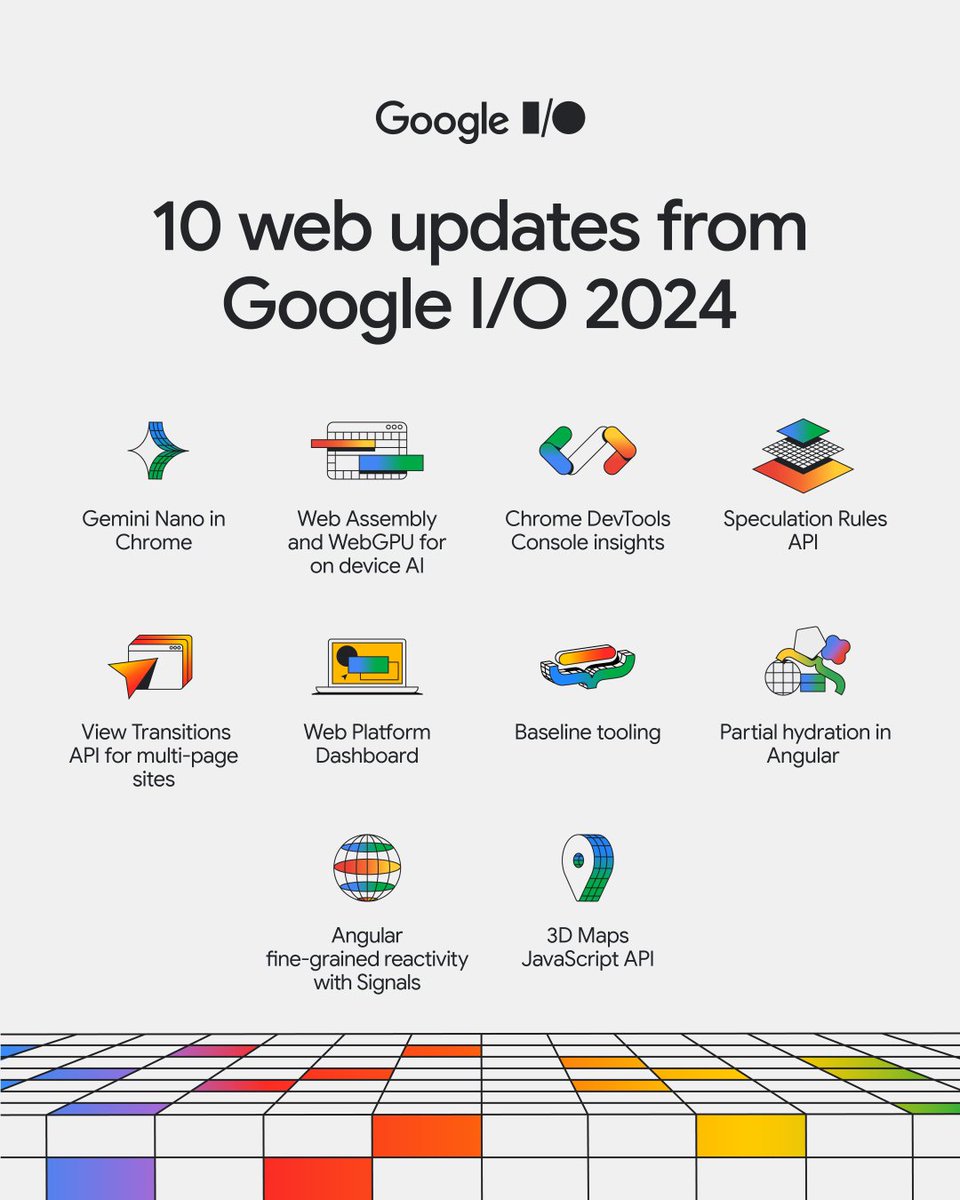 What’s making headlines from #GoogleIO? We’re covering everything from Gemini Nano in Chrome to Baseline tooling and View Transitions API. 

Find out the latest in #AI advancements for developers now and follow along for more updates. goo.gle/3UKkrCi