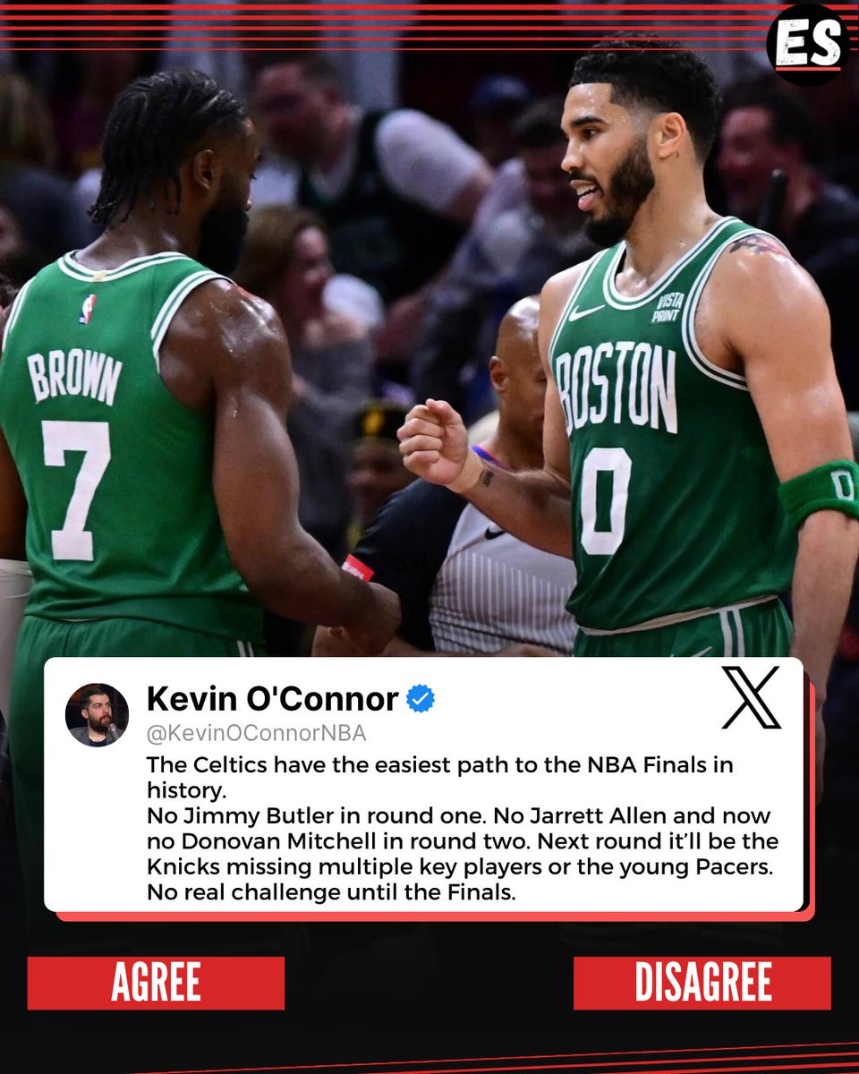 🤔 Do You Agree? The Celtics Allegedly Have the Smoothest Road to the NBA Finals Ever. What’s Your Take on This Claim? Sound Off Below! 🗣️🏀

#BostonCeltics #NBA #NBAPlayoffs #JaysonTatum #ClevelandCavaliers