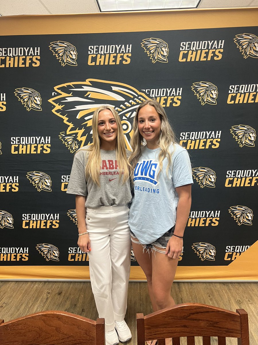 So proud of Lola Giles and Gabby Stellato! Lola will be cheering at the University of West Georgia and Gabby at the University of Alabama. Your dedication and hard work have paid off. Go make us proud! #SequoyahCheer #SigningDay 📸🎉 <a href="/CherokeeSchools/">Cherokee Co. Schools</a> <a href="/ChiefsSequoyah/">SHSChiefs</a>