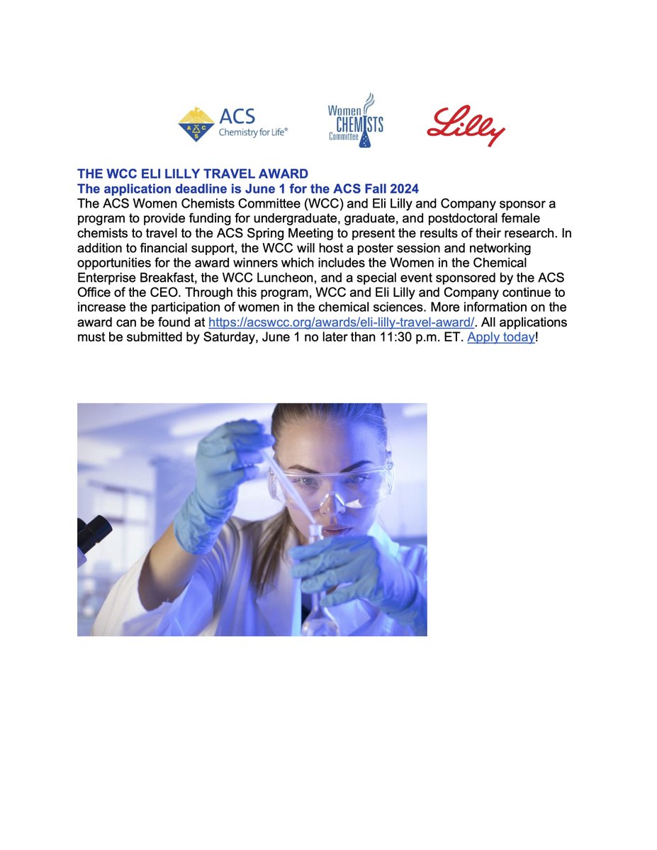 The Eli Lilly Travel Award is live! The deadline to apply is June 1st. Apply via this link: ow.ly/wRNC50RGkvO