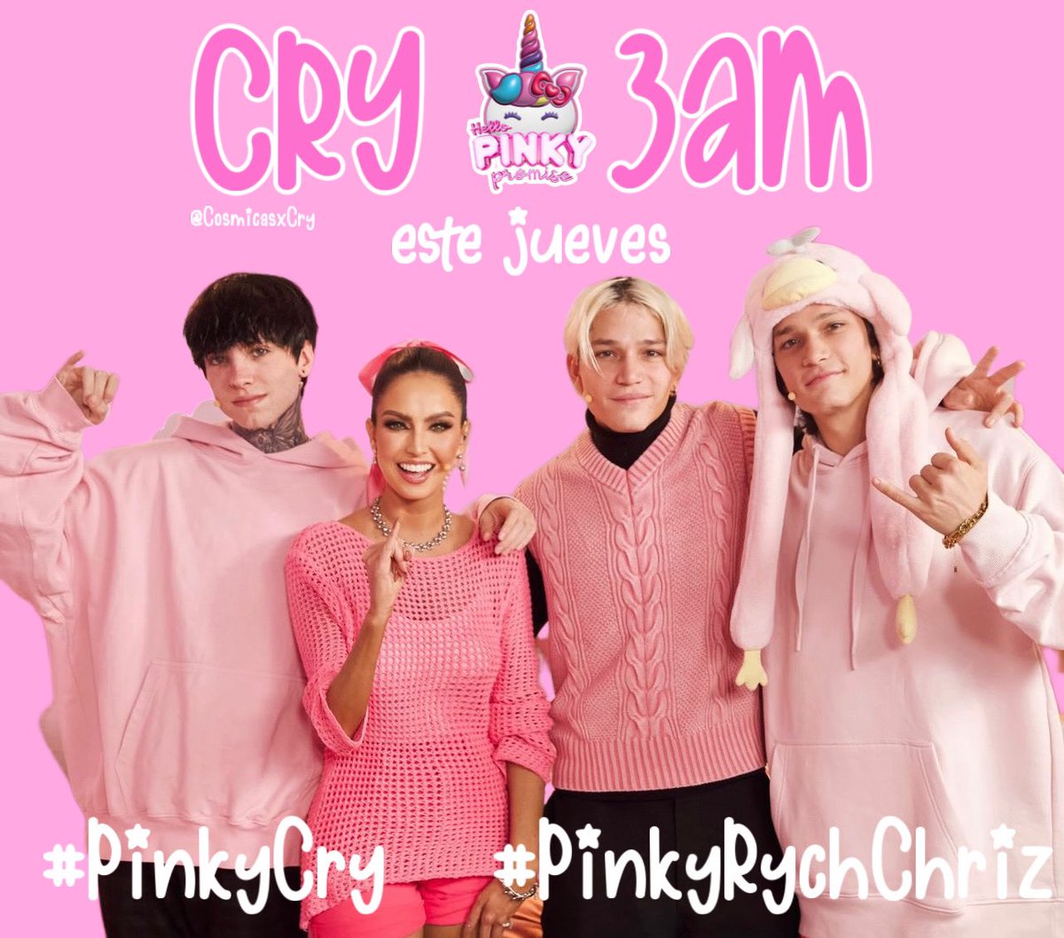 poquito tarde pero seguro, están listos para lo que se viene el jueves?
#PinkyCry y #PinkyRychChriz estarán contándonos algunas anécdotas en pinky promise, que preguntas les hubieran hecho ustedes?
