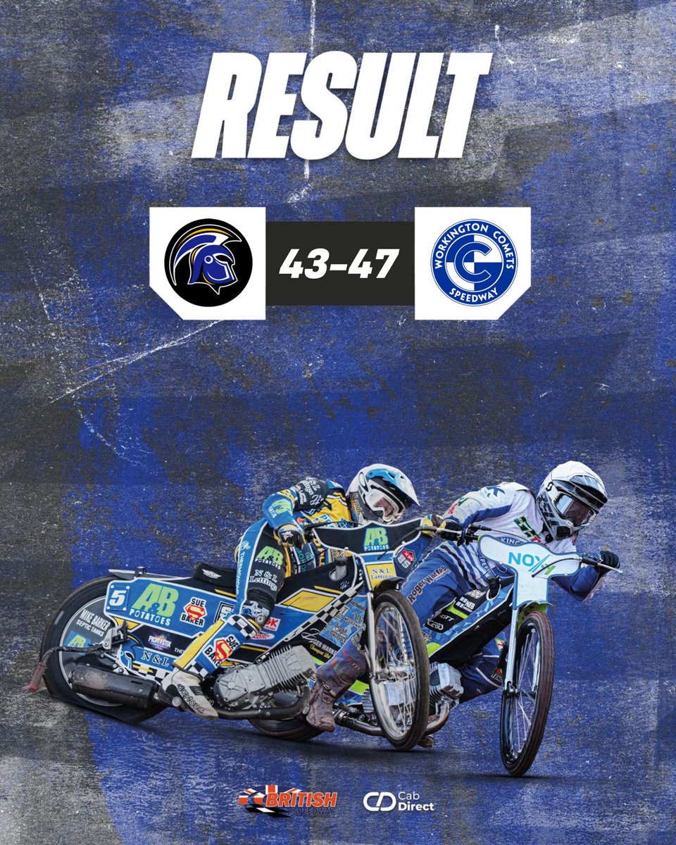 Comets come out on top 🏁 📈 Top scorers... 🛡️ Bowtell 10+2 | ☄️ Cook 12 #⃣ #britishspeedway🇬🇧