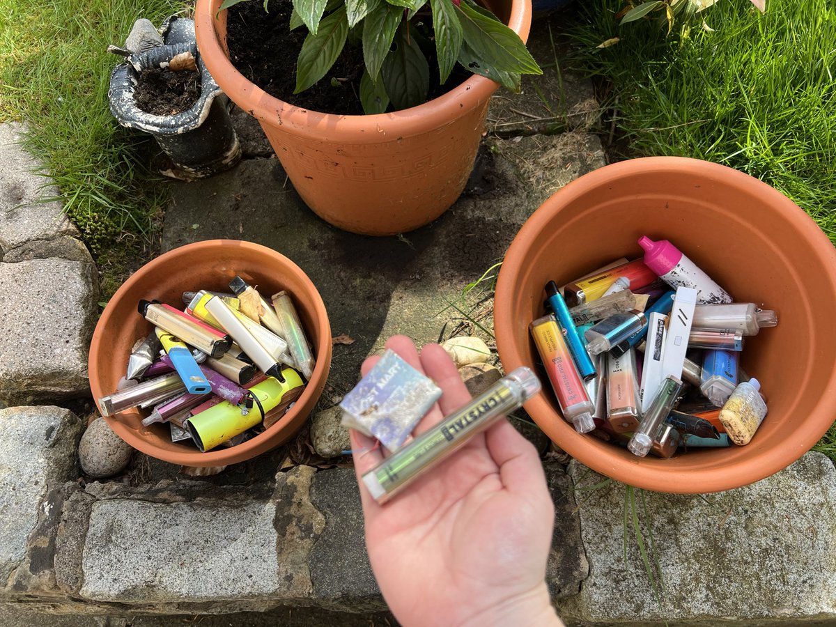 A trip home last weekend to visit family and they’ve still got overflowing plant pots full of littered disposable vapes. While we wait for the ban we continue to see millions going to landfill each week, and thousands being littered.