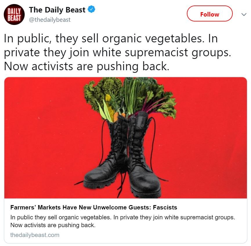 What's racist today? Today, farmers' markets are racist.