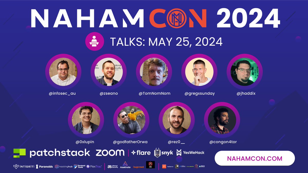 This is our 5th year of hosting #NahamCon and honestly this may be one of our best line up of speakers yet! 😱😱