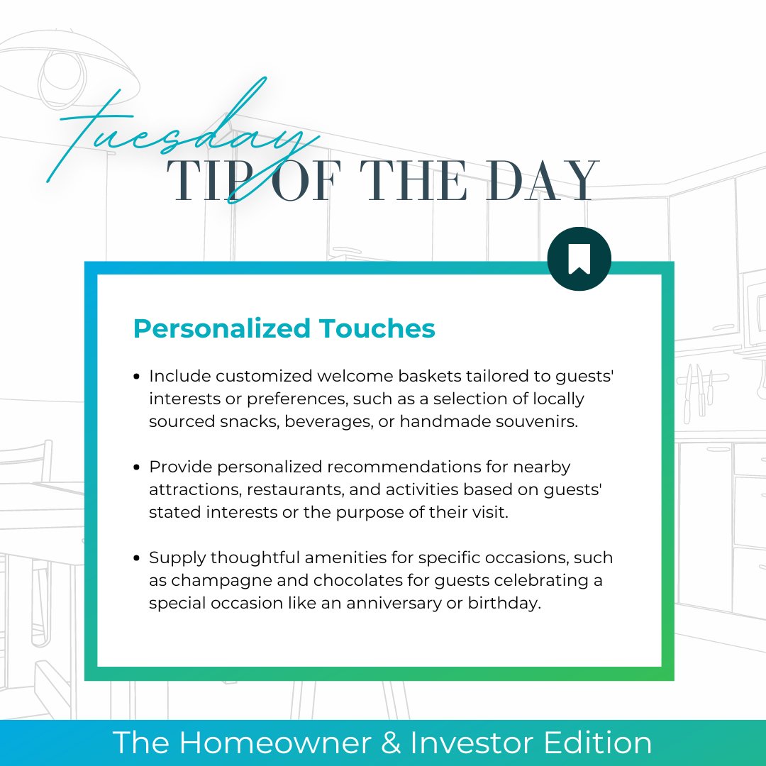 Embrace the power of personalized touches to make your vacation rental extra special. 💫

#homeownertips #homeowner101 #propertyrental #vacationrental #propertymanagementtips