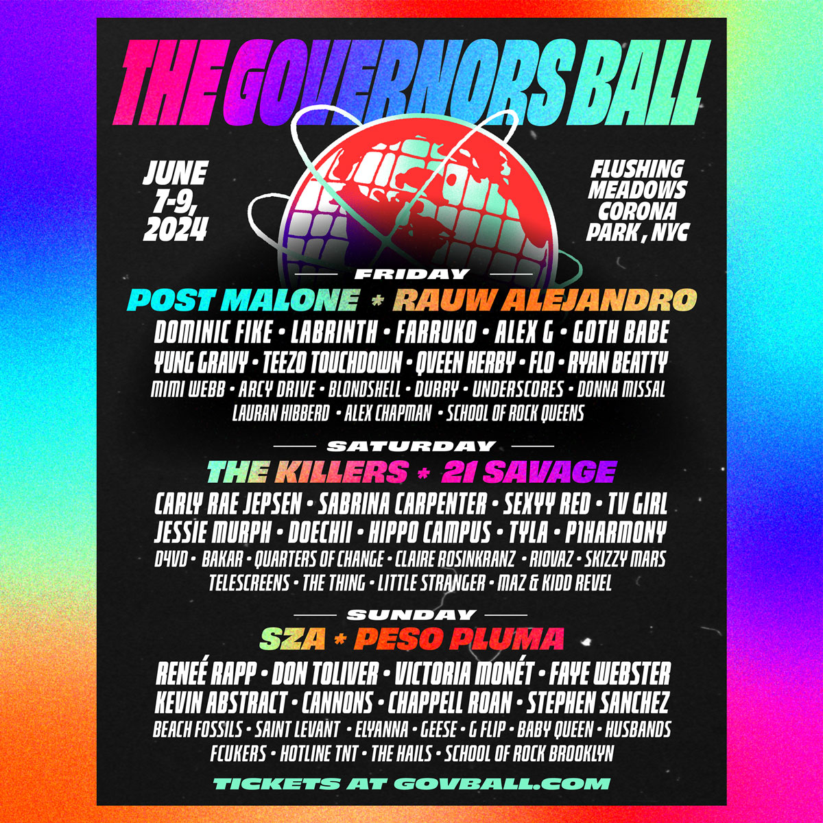 Gov Ball is just around the corner! Don’t miss Post Malone, The Killers, SZA, Rauw Alejandro, 21 Savage, Peso Pluma, Dominic Fike, Carly Rae Jepsen, Reneé Rapp, Labrinth and many more at Flushing Meadows Corona Park next month. Secure your spot now! t.dostuffmedia.com/t/c/s/146720