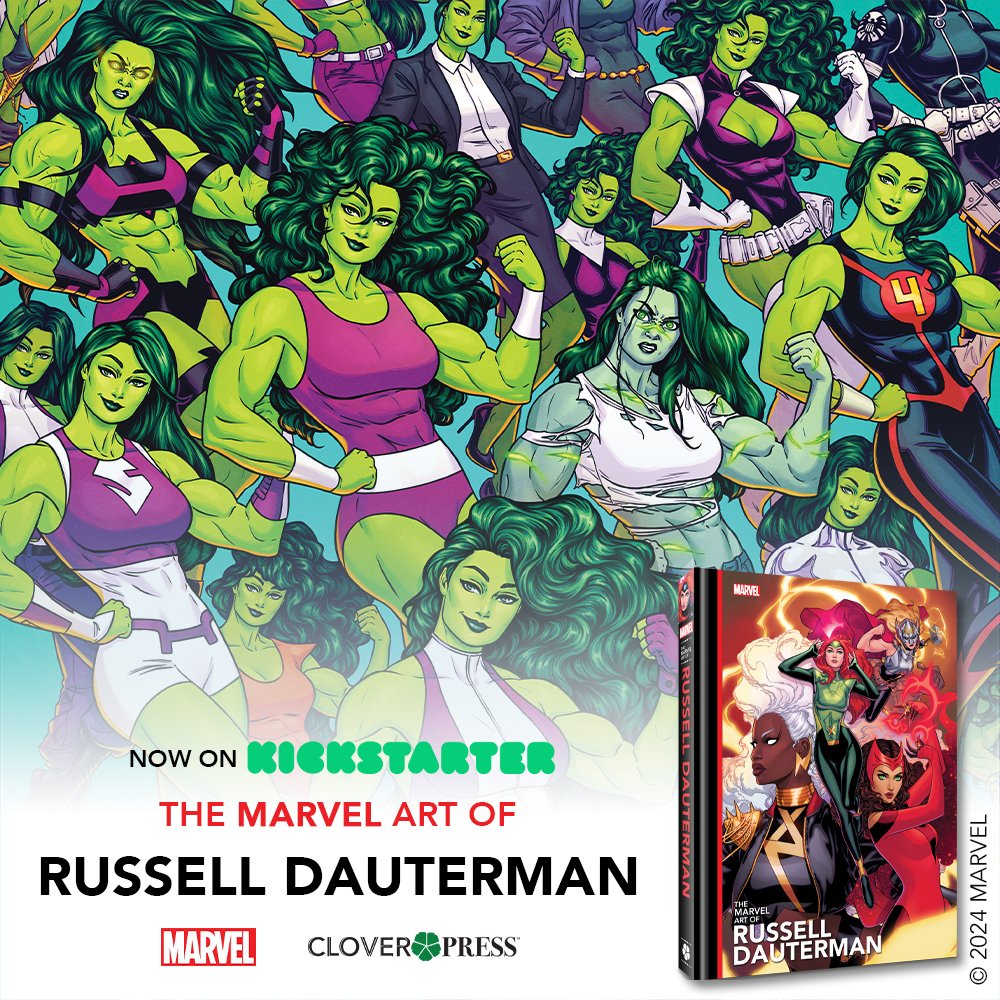 Did you know the exclusive dust jacket for The Marvel Art of Russell Dauterman is REVERSIBLE? Check it out on Kickstarter! cloverkickstarter.com #russelldauterman #marvel #comics #marvelcomics #kickstarter #kickstarterreads #cloverpress #artbook #comicart #shehulk