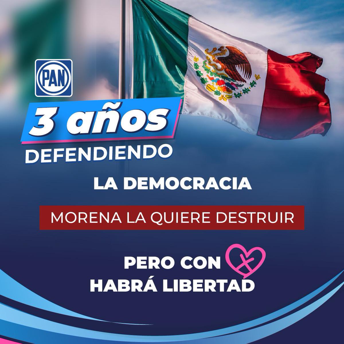 En @AccionNacional continuaremos defendiendo la democracia, la libertad y las causas ciudadanas. #3añosDefendiendoAMéxico
