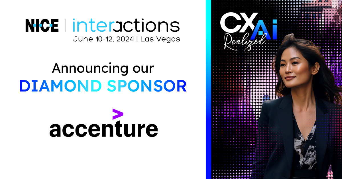 We're thrilled to announce @Accenture as a 𝗗𝗶𝗮𝗺𝗼𝗻𝗱 sponsor for #NICEi24! Join us in Las Vegas, June 10-12, for this incredible opportunity to connect with CX industry leaders and experience CX AI Realized. okt.to/TV7jMs