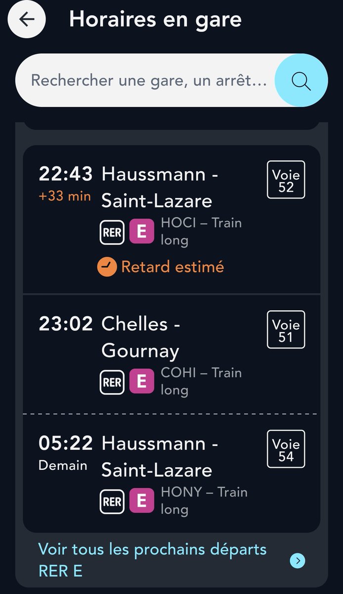 Bonjour @RERE_T4_SNCF Avez vous une prévision de date pour la reprise des horaires classiques de la ligne E... notamment avec des trains jusqu'à une heure du matin ? Merci d'avance