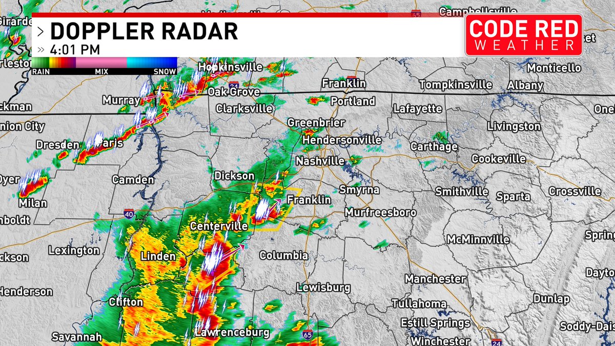 4pm Radar check: A couple severe storms are starting to pop up. Most of these could contain 60 mph winds & quarter size hail @foxnashville #tnwx #kywx