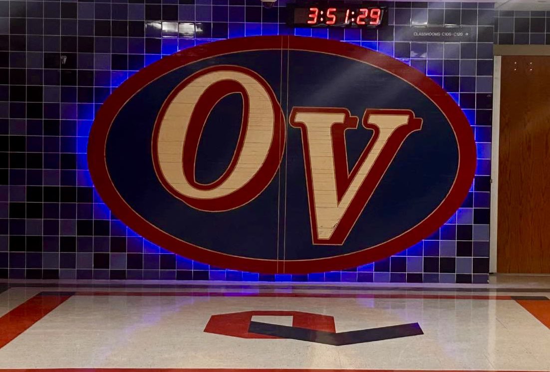 Fifty years of Owen Valley history was installed today.

Pictured below is center court from the original gym floor in Patriot Hall.  This piece of flooring saw action from 1973-2023.  <a href="/ovhs_patriots/">Owen Valley HS</a>