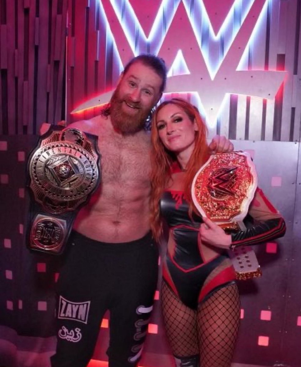 Sami Zayn and Becky Lynch backstage at Raw