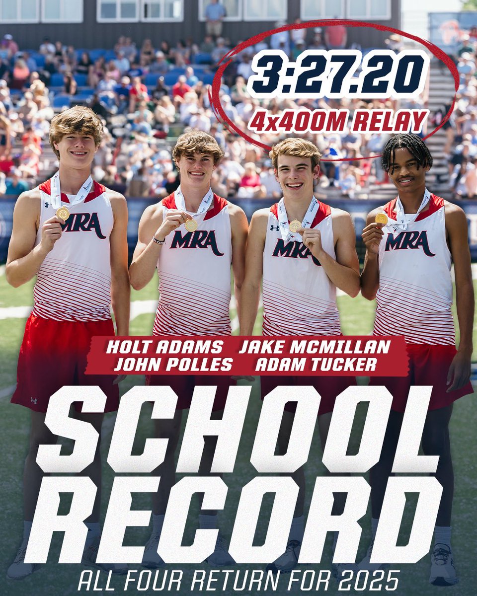 𝐌𝐈𝐋𝐄 𝐑𝐄𝐋𝐀𝐘! The last event on the track, as always, was the 4x400, where a squad comprised of two 9th graders and two juniors smashed the school record by over 2 seconds, set in 2021, and finished 14 seconds ahead of the nearest competitor. Next year, eyes are set on…