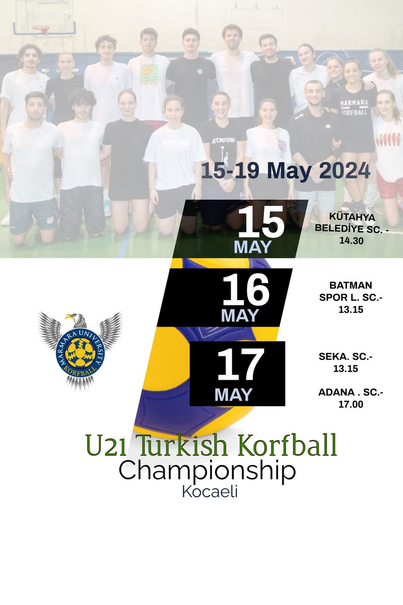 U21 Turkish Korfball Championship will be held at Kocaeli on 15-19 May 2024.