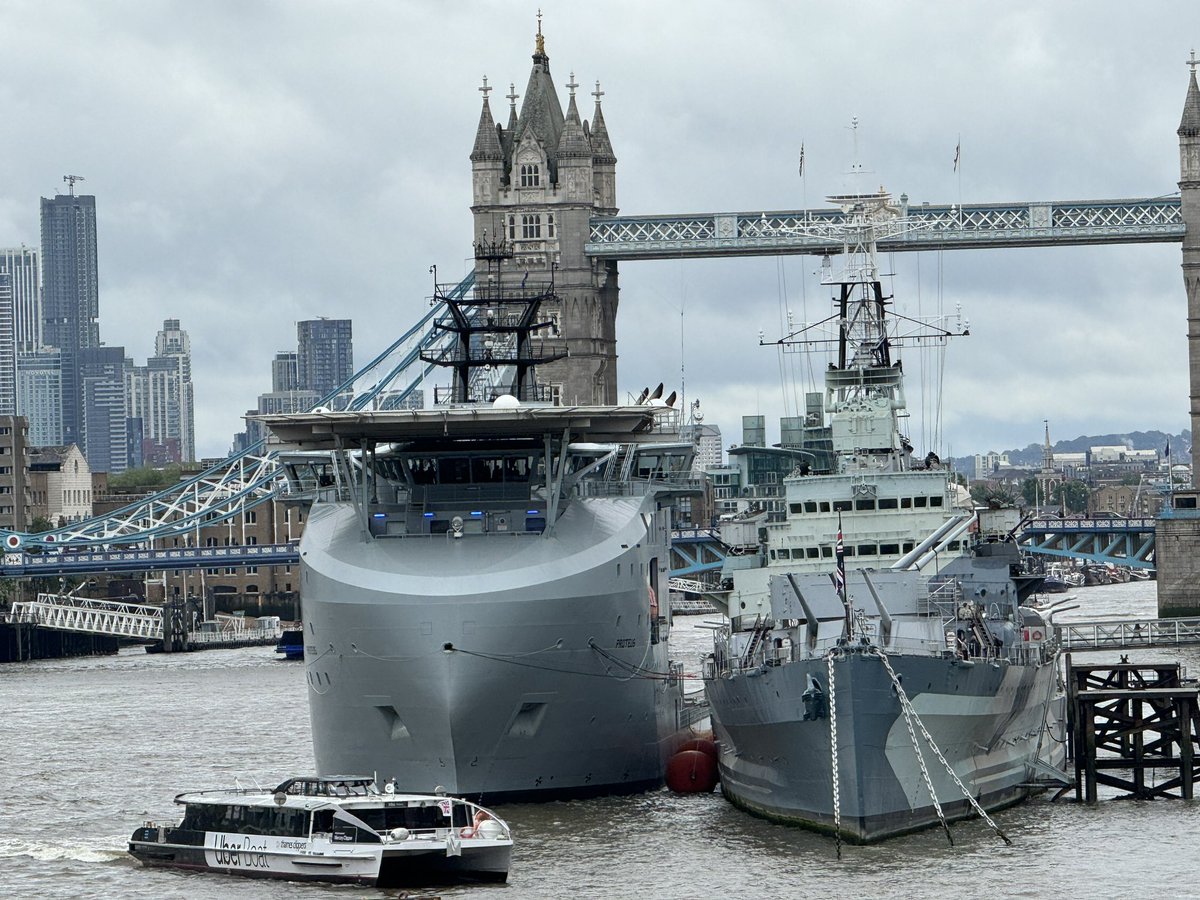 Anyone else spot RFA Proteus, whilst moored alongside HMS Belfast on the Thames in London?