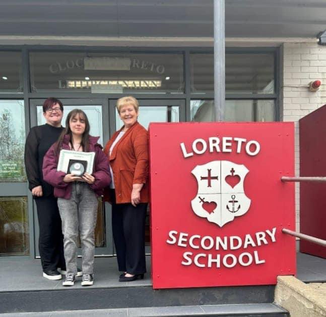 We had the great pleasure today in welcoming our past Leaving Certificate Applied student, Lucy Mc Menamin class '23 back to celebrate her recent National Leaving Cert Applied Award. 

Lucy received this award from LCANA in recognition of achieving 100% in this programme.