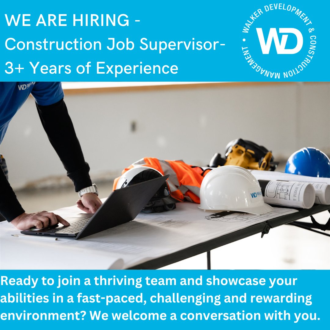 WD is looking for an EXPERIENCED Construction Job Supervisor to join our WD Team. If you have 3+ years as an enthusiastic self-starter, a skilled leader and team player with excellent communication and supervisory experience, we would love to hear from you!