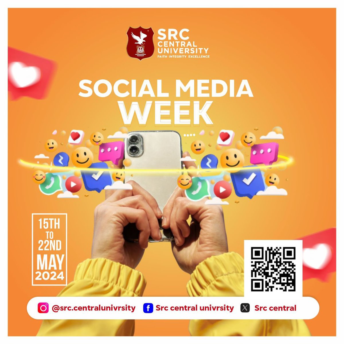 Social Media Week is finally here! From the 15th to 22nd of May, the SRC’s social media pages will be buzzing with new and exciting content. Follow all our pages (details on flyer) and turn on the post notifications. Watch out for Giveaways too😉🎁 #CUsrc