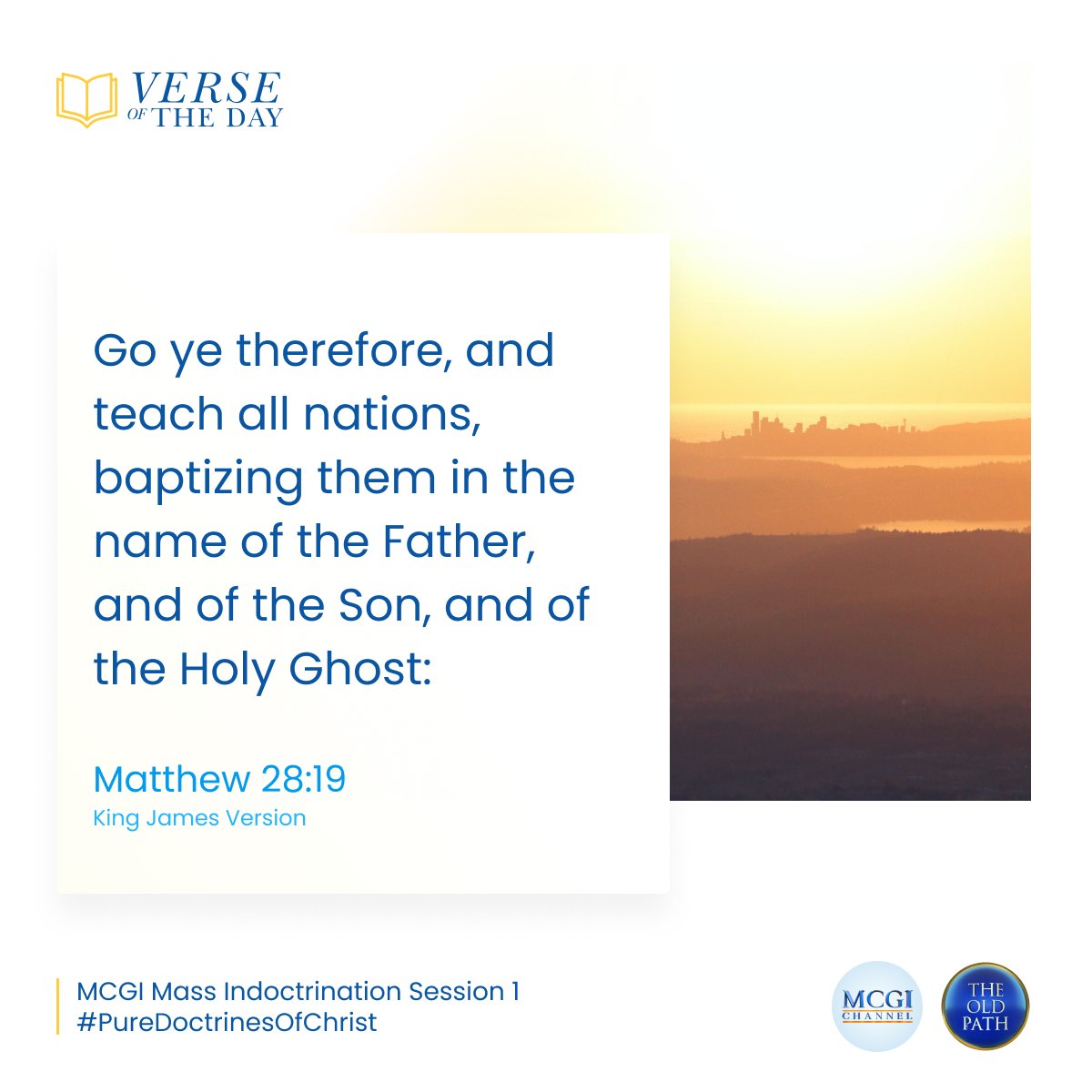 mcgidotorg's tweet photo. Go ye therefore, and teach all nations, baptizing them in the name of the Father, and of the Son, and of the Holy Ghost:

(Matt. 28:19, KJV)

Accepting Christ and His Words
#PureDoctrinesOfChrist https://t.co/72OFv5EuVn