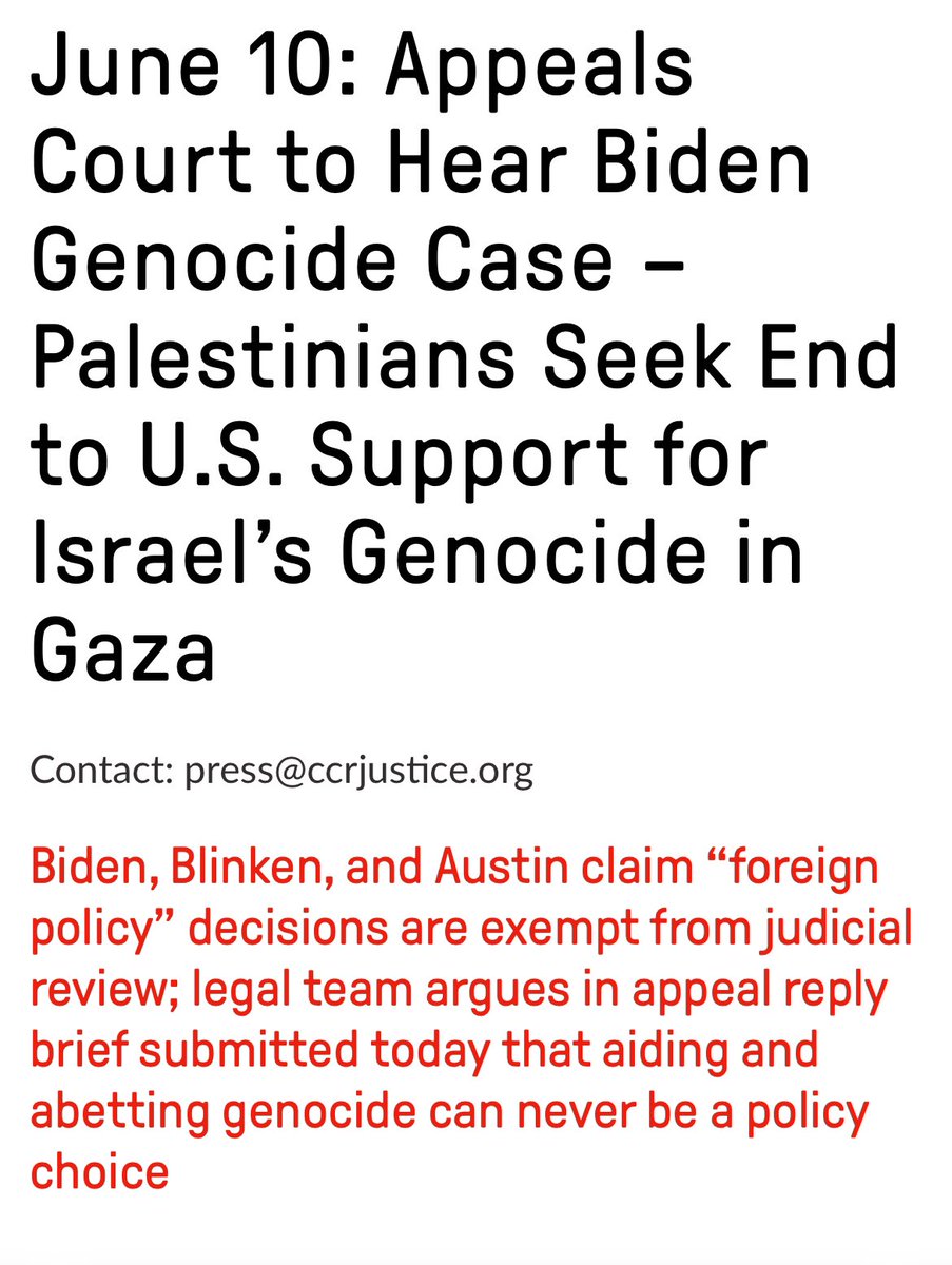 LAWSUIT UPDATE: On 6/10/2024, a San Fran appeals court is set to hear oral arguments from a lawsuit filed by Palestinian groups & individuals, including USPCN-Bay Area member & co-founder @Monadel against the US gov & @POTUS for their complicity in the #GazaGenocide! #GenocideJoe