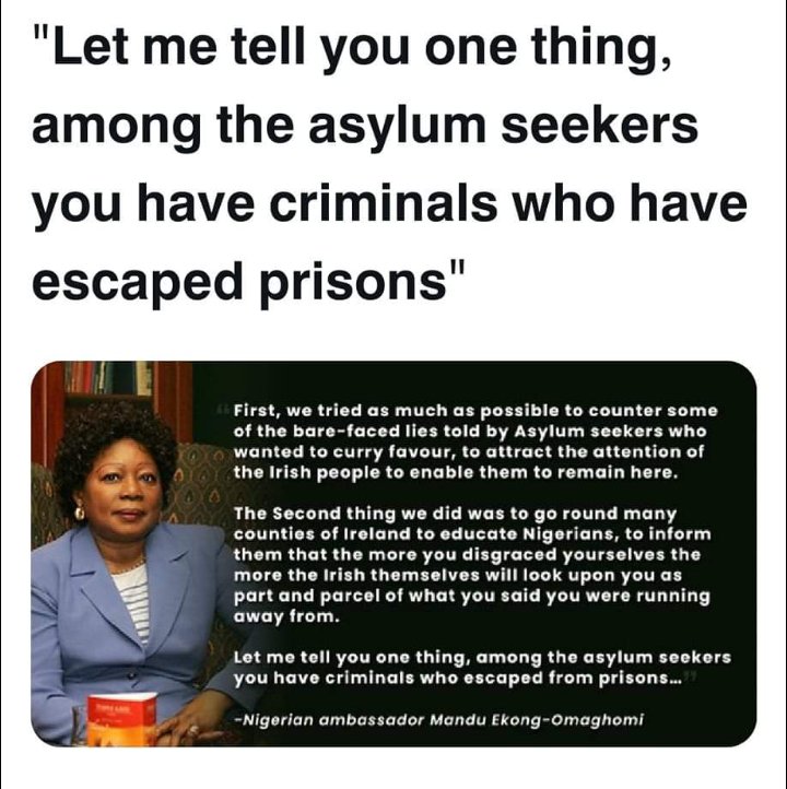 🚨 HERE'S THE NIGERIAN EMBASSADOR - MANDU EKONG - OMAGHOMI TELLING US THAT THERE ARE ESCAPED PRISONERS /FOREIGN CRIMINALS POSING AS ASYLUM SEEKERS HERE IN IRELAND 🇮🇪 Question for the left - Is this African woman a 'Far Right extremist / Terrorist' For stating this FACT ? 🇮🇪 Is