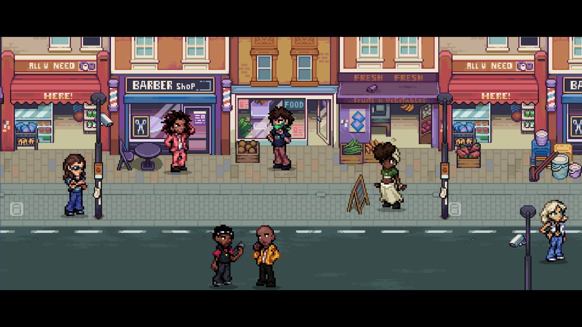 Pick up some yam from the market on your way back.

[#nixiegame #pixelart #indiedev #blackart]