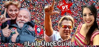 Deram golpe na Dilma, prenderam Lula e desdenharam do Haddad, dizendo que o PT estava acabado. Hoje, @dilmabr é presidente do BRICs, @LulaOficial é presidente do Brasil, @Haddad_Fernando é Ministro da Economia e PT sobreviveu a todos os golpes! Somos sementes✊ #LulaUneECuida