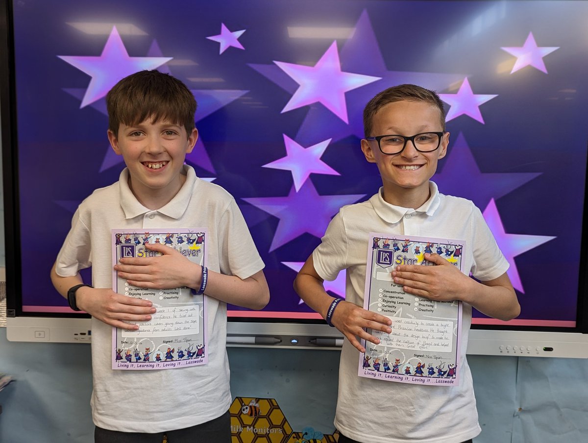Well done to last week's Star Achievers in P6SC! One for effort at skiing and the other for creativity and cooperation in IDL. 🌟