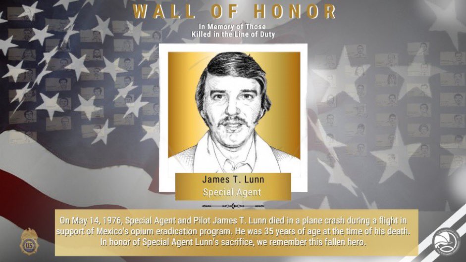 Today, we remember #DEA #SpecialAgent James T. Lunn, who lost his life #inthelineofduty on May 14, 1976. #NeverForget #WallofHonor #weremember #NewJersey #InMemory #DEAWallofHonor #ultimatesacrifice #Sacrifice #DEANewJersey