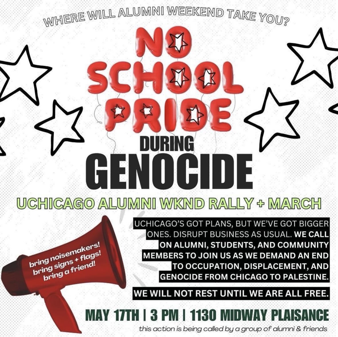 🇵🇸CHICAGO: show up on Friday to shut down UChicago’s alumni weekend! UChicago thinks it can continue fundraising as usual after it violently cleared the Palestine solidarity encampment, but we won’t let that happen‼️‼️