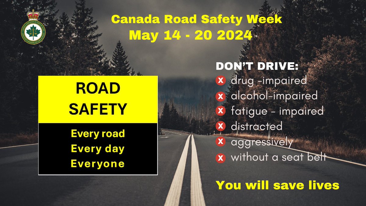 Canada Road Safety Week takes place from May 14-20 & focuses on the importance of safe driving measures in order to save lives and reduce injuries on Canadian roads. Do your part to keep drivers, passengers and pedestrians safe. It is everyone’s responsibility. #TrafficTues