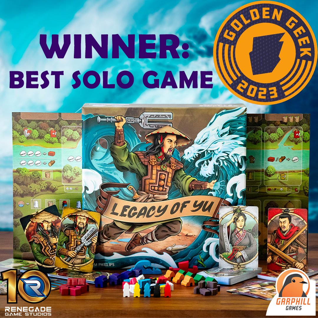 Legacy of Yu was voted Best Solo Game of 2023 by BoardGameGeek users! Thank you to everyone who voted! 💙 Read More 👉 brnw.ch/21wJMyQ